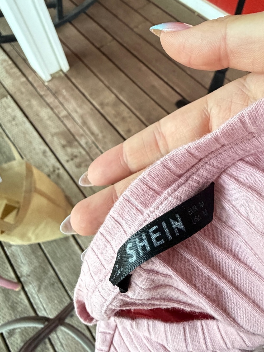 SHEIN Blush Pink Ribbed Twist Front Long Sleeve Crop Top | Soft Stretch Knit | M - Picture 4 of 4